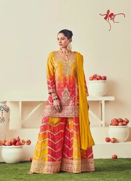 Orange Colour Rangmahal By Radha Trendz Chinon Readymade Suits 3094 